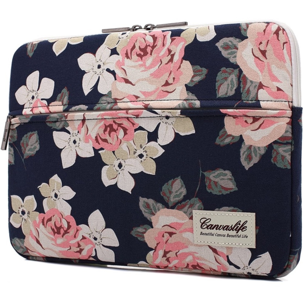 Canvaslife White Rose Laptop Sleeve 15 Inch 15 Case and 15.6 Laptop Bag